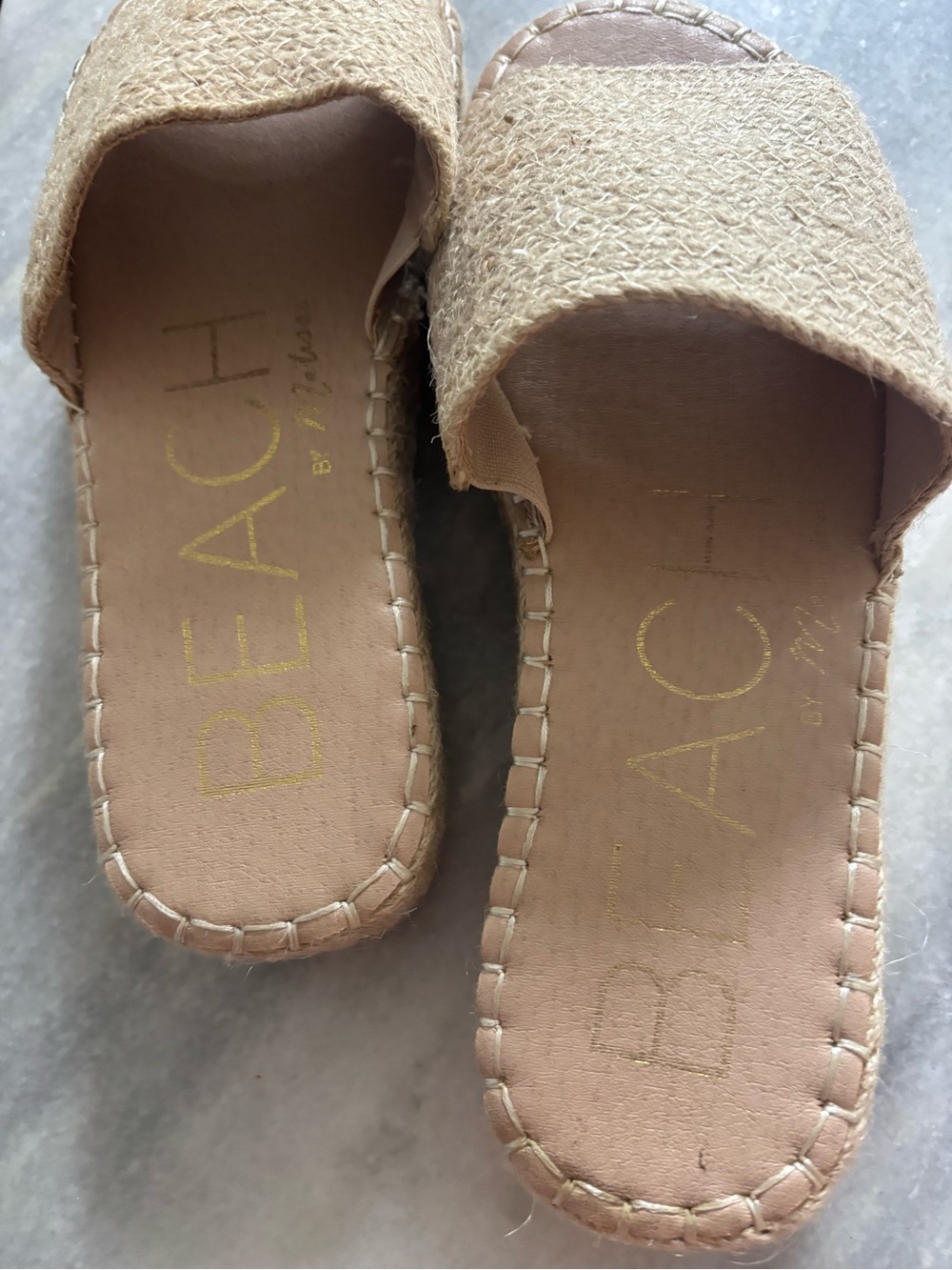 BEACH by Matisse Neutral Woven Platform Slide Sandals in Beige - Picture 6 of 6